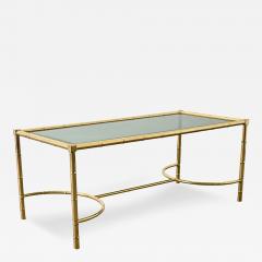 French Midcentury Brass Glass Faux Bamboo Coffee Table - 4290648