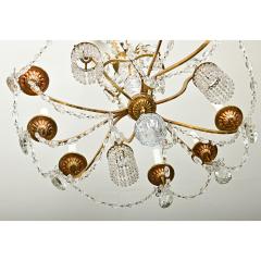 French Midcentury Brass and Crystal Chandelier - 4390102