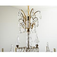French Midcentury Brass and Crystal Chandelier - 4390103