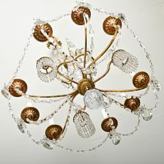 French Midcentury Brass and Crystal Chandelier - 4390105