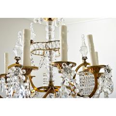French Midcentury Brass and Crystal Chandelier - 4390129