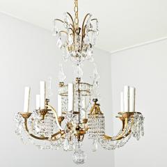 French Midcentury Brass and Crystal Chandelier - 4390151