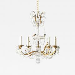 French Midcentury Brass and Crystal Chandelier - 4400877