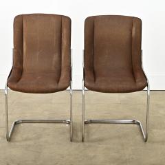 French Midcentury Cantilever Chrome Dining Chairs - 4402111