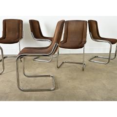 French Midcentury Cantilever Chrome Dining Chairs - 4402112