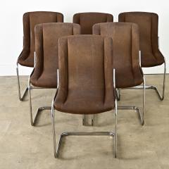 French Midcentury Cantilever Chrome Dining Chairs - 4402116