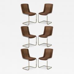 French Midcentury Cantilever Chrome Dining Chairs - 4419263