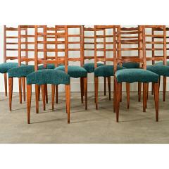 French Midcentury Set of 11 Ladderback Dining Chairs - 4097311
