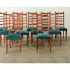 French Midcentury Set of 11 Ladderback Dining Chairs - 4097316