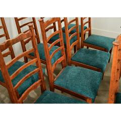 French Midcentury Set of 11 Ladderback Dining Chairs - 4097332