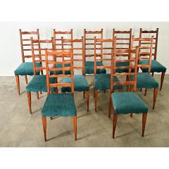 French Midcentury Set of 11 Ladderback Dining Chairs - 4097338