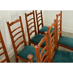French Midcentury Set of 11 Ladderback Dining Chairs - 4097339