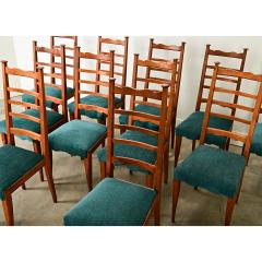 French Midcentury Set of 11 Ladderback Dining Chairs - 4097340