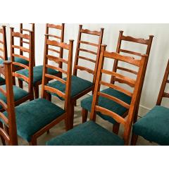 French Midcentury Set of 11 Ladderback Dining Chairs - 4097343