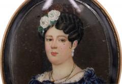 French Miniature Watercolor Female Portrait - 4516787