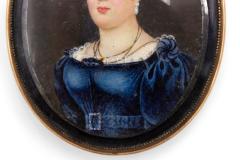 French Miniature Watercolor Female Portrait - 4516788