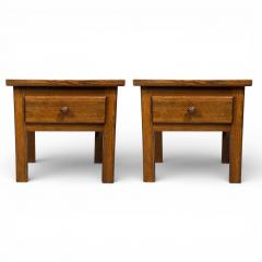 French Modern Brutalist Nightstands Oak France 1960s - 4499453