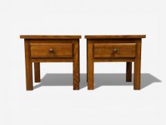 French Modern Brutalist Nightstands Oak France 1960s - 4499454