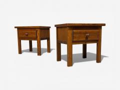 French Modern Brutalist Nightstands Oak France 1960s - 4499455