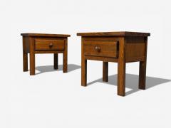 French Modern Brutalist Nightstands Oak France 1960s - 4499456