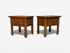 French Modern Brutalist Nightstands Oak France 1960s - 4499458