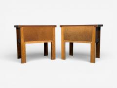 French Modern Brutalist Nightstands Oak France 1960s - 4499462