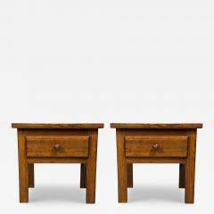 French Modern Brutalist Nightstands Oak France 1960s - 4500074