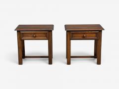 French Modern Brutalist Nightstands Oak France 1960s - 4729804