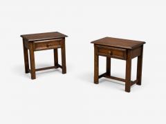 French Modern Brutalist Nightstands Oak France 1960s - 4729805