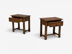 French Modern Brutalist Nightstands Oak France 1960s - 4729807
