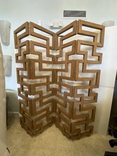 French Modern Cerused Oak 4 Panel Folding Screen Divider - 4644592