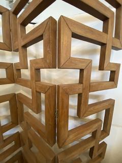 French Modern Cerused Oak 4 Panel Folding Screen Divider - 4644593