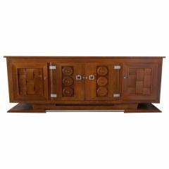 French Modern Chestnut 4 Door Credenza Charles Dudouyt - 4161813