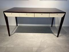 French Modern Mahogany Parchment Bureau Plat 1950s - 4611277