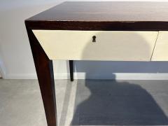 French Modern Mahogany Parchment Bureau Plat 1950s - 4611319