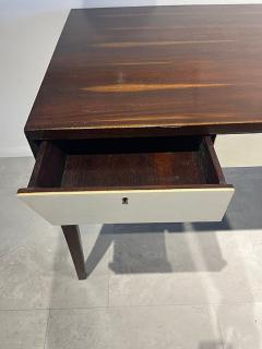 French Modern Mahogany Parchment Bureau Plat 1950s - 4611322