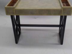 French Modern Neoclassical Leather Desk or Writing Table with X Frame Base - 1799527