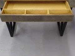 French Modern Neoclassical Leather Desk or Writing Table with X Frame Base - 1799541