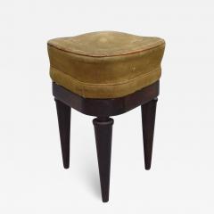 French Modern Neoclassical Mahogany and Suede Tri Corner Stools Andre Arbus - 1802962