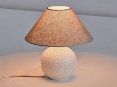 French Modern Sphere Table Lamp in White Textured Ceramic 1950s - 2261383