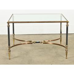 French Modern Square Brass Glass Coffee Table - 3954691