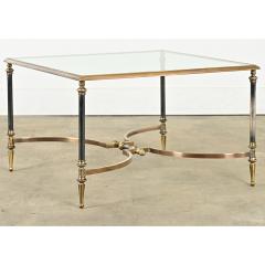 French Modern Square Brass Glass Coffee Table - 3954703