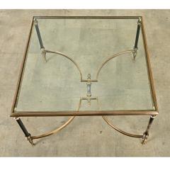 French Modern Square Brass Glass Coffee Table - 3954705