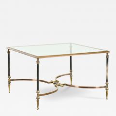 French Modern Square Brass Glass Coffee Table - 3978883