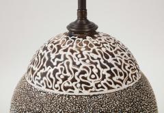 French Moderne Enamel Glaze Ceramic Lamp Mottled Design Parchment Shade 1940s - 2458647