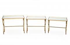 French Moderne Gilded Iron Set of Three Nesting Tables ca 1950s - 4502729