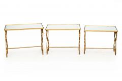 French Moderne Gilded Iron Set of Three Nesting Tables ca 1950s - 4502730