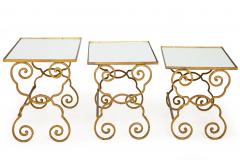French Moderne Gilded Iron Set of Three Nesting Tables ca 1950s - 4502731