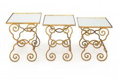 French Moderne Gilded Iron Set of Three Nesting Tables ca 1950s - 4502732