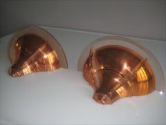 French Modernist FOUR sconces in copper and glass - 3117817